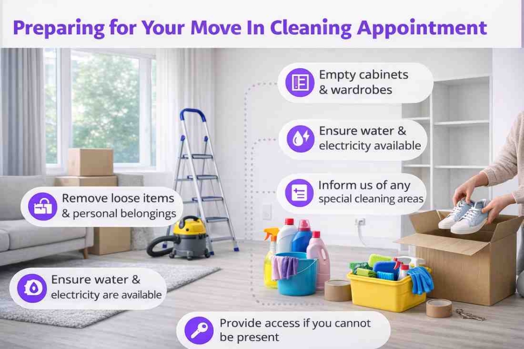 Homeowner preparing an empty home before move in cleaning service in Singapore